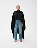 Satin Funnel Neck Longline Cape