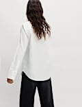 Pure Cotton Beaded Collar Oversized Shirt