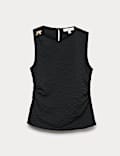 Top débardeur en coton texturé à détail matériel