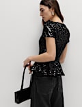 Sequin Peplum Fitted Top