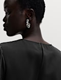 Top en organza à manches bouffantes et taille ajustée