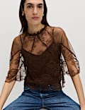 Lace Frill Neck Top