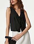 V-Neck Tie Front Blouse