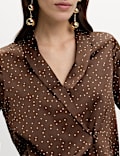Satin Polka Dot Shawl Collar Shirt