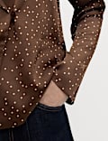 Satin Polka Dot Shawl Collar Shirt