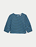 Cotton Blend Checked Blouse