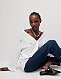 Pure Cotton Embellished Button Through Shirt