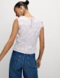 Applique Flower Detail Shell Top