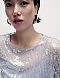 Sequin Round Neck Blouse