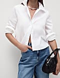 Pure Cotton Collared Cropped Shirt
