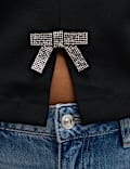 Embellished Bow Puff Sleeve Top