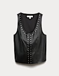 Faux Leather Studded Top