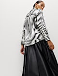 Satin Striped Collared Button Through Shirt