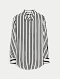 Satin Striped Collared Button Through Shirt