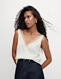 Satin Lace Insert Cami Top