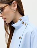 Funnel Neck Button Through Shirt