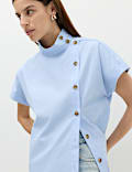Funnel Neck Button Through Shirt