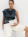 Satin Draped Detail Top