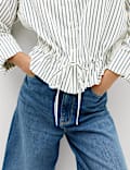 Striped Drawstring Waist Shirt