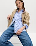 Pure Cotton Striped Oversized Shirt