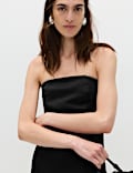 Top bandeau asym&eacute;trique &agrave; ourlet en dentelle