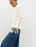 Embroidered Collared Fringe Detail Shirt