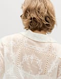 Lyocell Rich Embroidered Collared Top