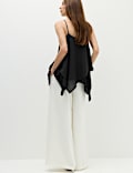 Asymmetric Embroidered V-Neck Cami Top
