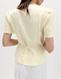 Cotton Blend Lace Detail Waisted Top
