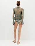 Embellished Lace Button Through Top