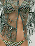Embellished Lace Button Through Top