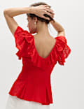 Embroidered Frill Detail Top