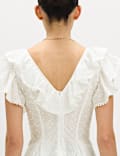Embroidered Frill Detail Top
