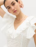 Embroidered Frill Detail Top
