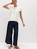 Pure Cotton Pintuck Embroidered Top