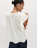 Pure Cotton Pintuck Embroidered Top