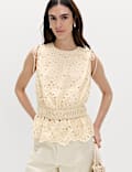 Cutwork Detail Waisted Top