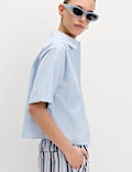 Pure Cotton Collared Boxy Shirt