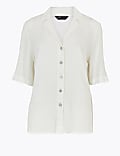 Camisa de manga 3/4 de escote en pico texturizada