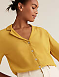 Camisa de manga 3/4 de escote en pico texturizada