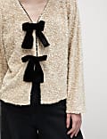 Blouse &agrave; sequins &agrave; col en V