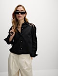 Pure Cotton Cutwork Detail Cropped Shirt