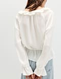 Broderie V-Neck Frill Detail Blouse