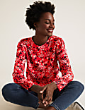Geblümte Bluse mit Puffärmeln