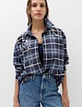 Camisa a cuadros con adorno 100 % algod&oacute;n