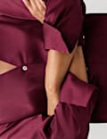 Satin Collared V-Neck Button Through Shirt