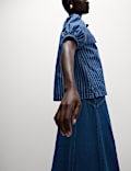 Pure Cotton Striped Denim Top