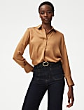 Satin Collared Popover Blouse