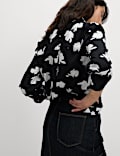 Printed Collared Button Through Blouse
