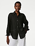 Linen Rich Collared Lace Insert Shirt